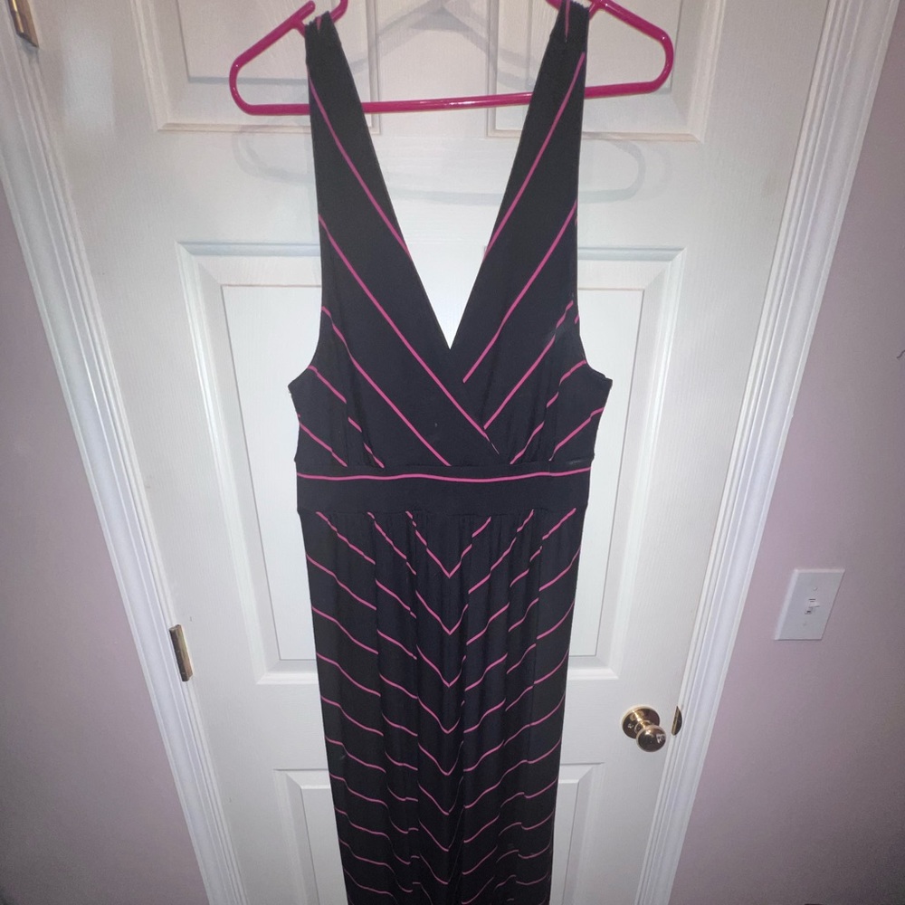 COPY - Black and pink striped torrid maxi sleeveless dress